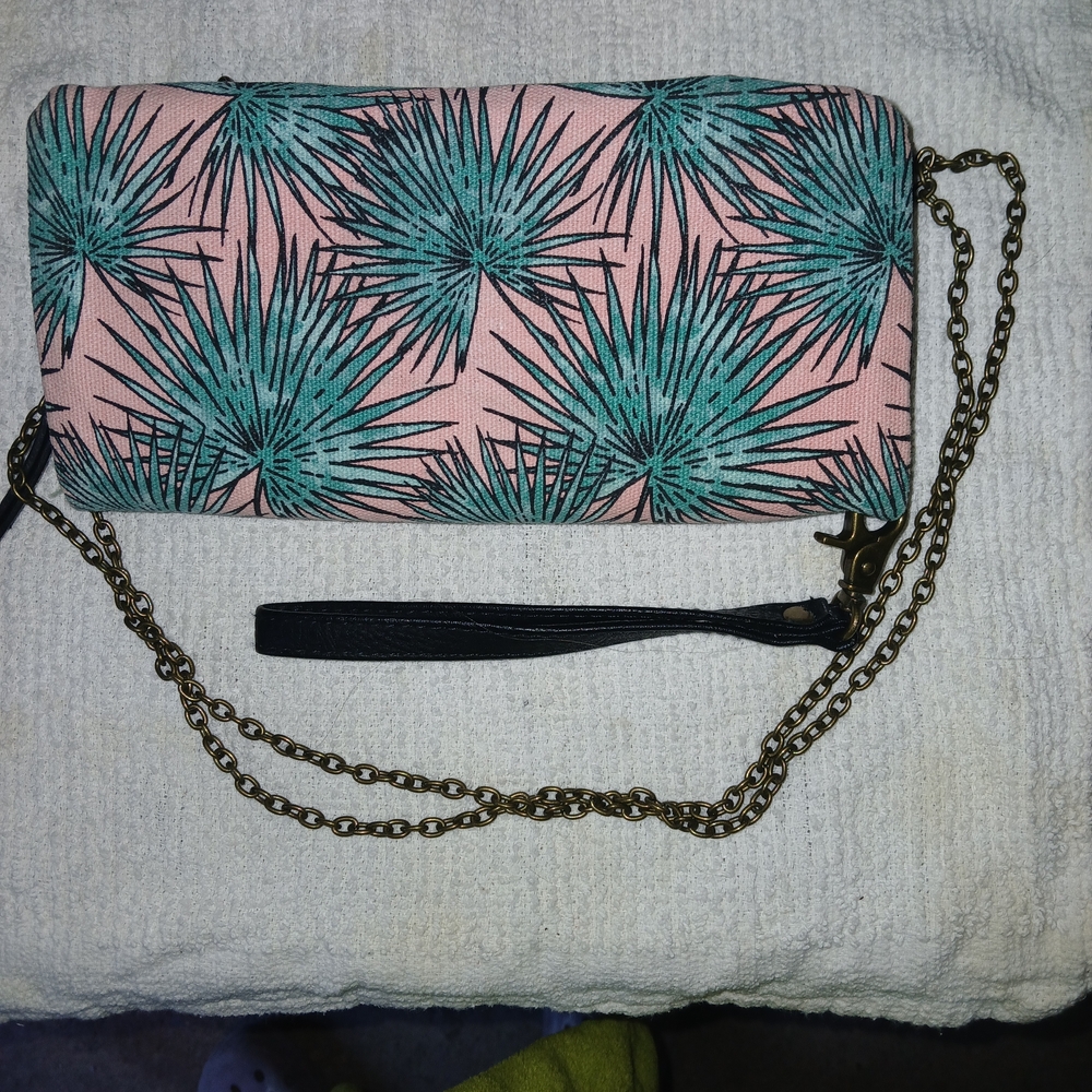 Tropical Print Women's Clutch with Chain Strap